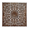 Josa 3pc Wood Wall Panel Set | Mandala Floral Carving | Brown Finish | 48 Inch Square Decor By The Urban Port