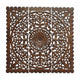 Josa 3pc Wood Wall Panel Set | Mandala Floral Carving | Brown Finish | 48 Inch Square Decor By The Urban Port