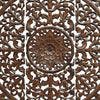 Josa 3pc Wood Wall Panel Set | Mandala Floral Carving | Brown Finish | 48 Inch Square Decor By The Urban Port