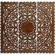 Josa 3pc Wood Wall Panel Set | Mandala Floral Carving | Brown Finish | 48 Inch Square Decor By The Urban Port