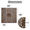 Josa 3pc Wood Wall Panel Set | Mandala Floral Carving | Brown Finish | 48 Inch Square Decor By The Urban Port