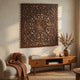 Josa 3pc Wood Wall Panel Set | Mandala Floral Carving | Brown Finish | 48 Inch Square Decor By The Urban Port