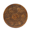 Ari 22 Inch Side End Table | Round Top | Hand Carved Indian Mandala Boho Accent | Brown Mango Wood By The Urban Port