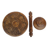 Ari 22 Inch Side End Table | Round Top | Hand Carved Indian Mandala Boho Accent | Brown Mango Wood By The Urban Port