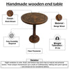 Ari 22 Inch Side End Table | Round Top | Hand Carved Indian Mandala Boho Accent | Brown Mango Wood By The Urban Port