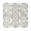 Leva 3pc Wood Wall Decor Set | Moroccan Floral Carving | Antique White Finish | 36 Inch Square By The Urban Port