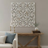 Leva 3pc Wood Wall Decor Set | Moroccan Floral Carving | Antique White Finish | 36 Inch Square By The Urban Port