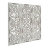 Leva 3pc Wood Wall Decor Set | Moroccan Floral Carving | Antique White Finish | 36 Inch Square By The Urban Port