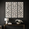 Leva 3pc Wood Wall Decor Set | Moroccan Floral Carving | Antique White Finish | 36 Inch Square By The Urban Port