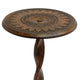 Jem 22 Inch Side End Table | Round Top | Hand Carved Boho Mandala Design with Twisted Base | Brown Mango Wood By The Urban Port