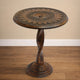 Jem 22 Inch Side End Table | Round Top | Hand Carved Boho Mandala Design with Twisted Base | Brown Mango Wood By The Urban Port