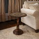 Jem 22 Inch Side End Table | Round Top | Hand Carved Boho Mandala Design with Twisted Base | Brown Mango Wood By The Urban Port