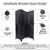 Cava 3 Panel Folding Screen Room Divider| Sunburst Design | Black Mango Wood | 60x72 Inch By The Urban Port