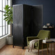 Cava 3 Panel Folding Screen Room Divider| Sunburst Design | Black Mango Wood | 60x72 Inch By The Urban Port
