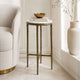 Minza Accent Side End Table | Modern White Marble Round Top | H& Forged | Hammered Antique Brass Finish | 24" By The  Urban Port