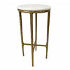 Minza Accent Side End Table | Modern White Marble Round Top | H& Forged | Hammered Antique Brass Finish | 24" By The  Urban Port