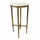 Minza Accent Side End Table | Modern White Marble Round Top | H& Forged | Hammered Antique Brass Finish | 24" By The  Urban Port