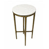 Minza Accent Side End Table | Modern White Marble Round Top | H& Forged | Hammered Antique Brass Finish | 24" By The  Urban Port