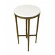 Minza Accent Side End Table | Modern White Marble Round Top | H& Forged | Hammered Antique Brass Finish | 24" By The  Urban Port