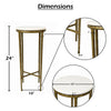 Minza Accent Side End Table | Modern White Marble Round Top | H& Forged | Hammered Antique Brass Finish | 24" By The  Urban Port