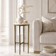 Minza Accent Side End Table | Modern White Marble Round Top | H& Forged | Hammered Antique Brass Finish | 24" By The  Urban Port
