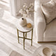 Minza Accent Side End Table | Modern White Marble Round Top | H& Forged | Hammered Antique Brass Finish | 24" By The  Urban Port
