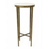 Minza Accent Side End Table | Modern White Marble Round Top | H& Forged | Hammered Antique Brass Finish | 24" By The  Urban Port