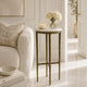 Minza Accent Side End Table | Modern White Marble Round Top | H& Forged | Hammered Antique Brass Finish | 24" By The  Urban Port