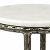 Minza Accent Side End Table | Modern White Marble Round Top | H& Forged | Hammered Antique Nickel Finish | 24" By The  Urban Port
