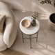 Minza Accent Side End Table | Modern White Marble Round Top | H& Forged | Hammered Antique Nickel Finish | 24" By The  Urban Port