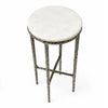 Minza Accent Side End Table | Modern White Marble Round Top | H& Forged | Hammered Antique Nickel Finish | 24" By The  Urban Port