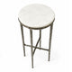 Minza Accent Side End Table | Modern White Marble Round Top | H& Forged | Hammered Antique Nickel Finish | 24" By The  Urban Port