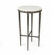 Minza Accent Side End Table | Modern White Marble Round Top | H& Forged | Hammered Antique Nickel Finish | 24" By The  Urban Port