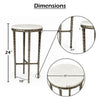 Minza Accent Side End Table | Modern White Marble Round Top | H& Forged | Hammered Antique Nickel Finish | 24" By The  Urban Port