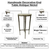 Minza Accent Side End Table | Modern White Marble Round Top | H& Forged | Hammered Antique Nickel Finish | 24" By The  Urban Port