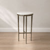 Minza Accent Side End Table | Modern White Marble Round Top | H& Forged | Hammered Antique Nickel Finish | 24" By The  Urban Port