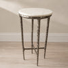 Minza Accent Side End Table | Modern White Marble Round Top | H& Forged | Hammered Antique Nickel Finish | 24" By The  Urban Port