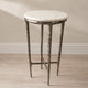 Minza Accent Side End Table | Modern White Marble Round Top | H& Forged | Hammered Antique Nickel Finish | 24" By The  Urban Port