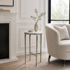Minza Accent Side End Table | Modern White Marble Round Top | H& Forged | Hammered Antique Nickel Finish | 24" By The  Urban Port