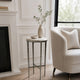 Minza Accent Side End Table | Modern White Marble Round Top | H& Forged | Hammered Antique Nickel Finish | 24" By The  Urban Port