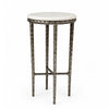 Minza Accent Side End Table | Modern White Marble Round Top | H& Forged | Hammered Antique Nickel Finish | 24" By The  Urban Port