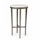 Minza Accent Side End Table | Modern White Marble Round Top | H& Forged | Hammered Antique Nickel Finish | 24" By The  Urban Port