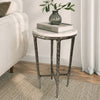 Minza Accent Side End Table | Modern White Marble Round Top | H& Forged | Hammered Antique Nickel Finish | 24" By The  Urban Port