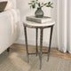 Minza Accent Side End Table | Modern White Marble Round Top | H& Forged | Hammered Antique Nickel Finish | 24" By The  Urban Port