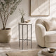 Minza Accent Side End Table | Modern White Marble Round Top | H& Forged | Hammered Antique Nickel Finish | 24" By The  Urban Port