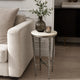 Minza Accent Side End Table | Modern White Marble Round Top | H& Forged | Hammered Antique Nickel Finish | 24" By The  Urban Port