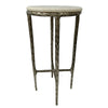 Minza Accent Side End Table | Modern White Marble Round Top | H& Forged | Hammered Antique Nickel Finish | 24" By The  Urban Port