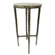 Minza Accent Side End Table | Modern White Marble Round Top | H& Forged | Hammered Antique Nickel Finish | 24" By The  Urban Port