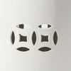 Garden Accent Stool, 17 Inch Round Drum Shape, White Ceramic, Cut Out Details By The Urban Port