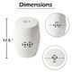 Garden Accent Stool, 17 Inch Round Drum Shape, White Ceramic, Cut Out Details By The Urban Port